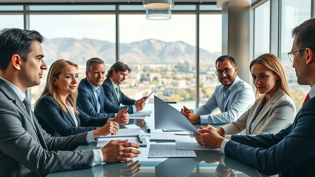 Family law attorneys and clients meeting Henderson NV reviewing documents