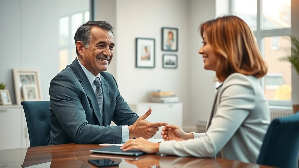 Professional family law attorney with client in Henderson NV, discussing legal documents in a bright, welcoming law office.