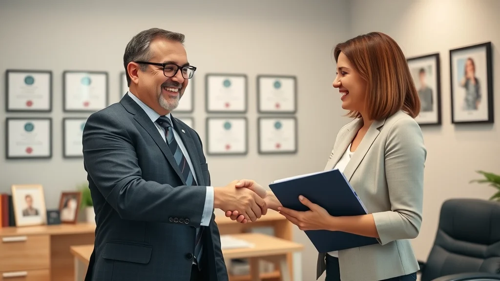 Happy client shaking hands with family law attorney in Henderson NV