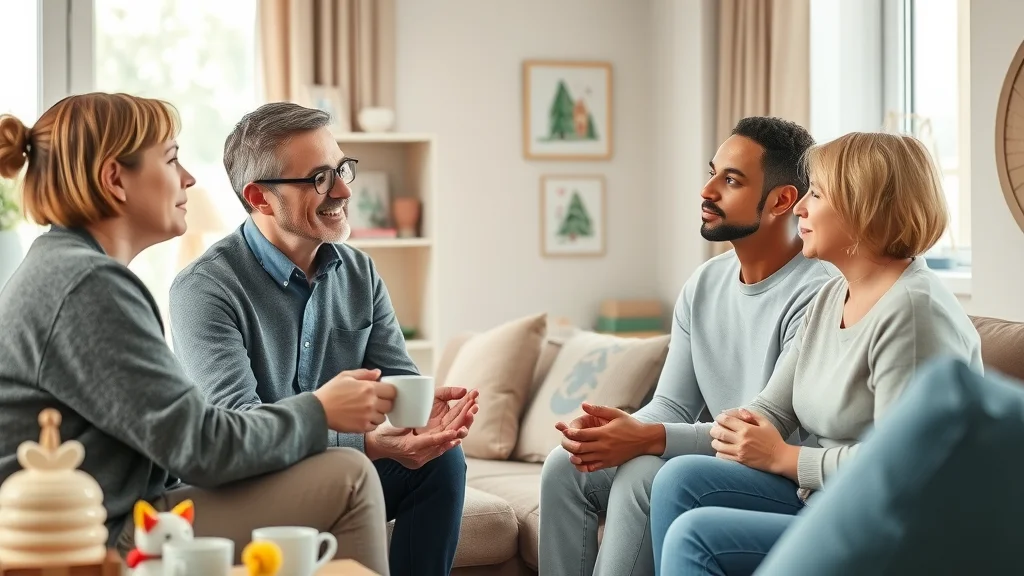 Caring Henderson Family Law Firm attorney mediating child custody discussion in comfortable family room