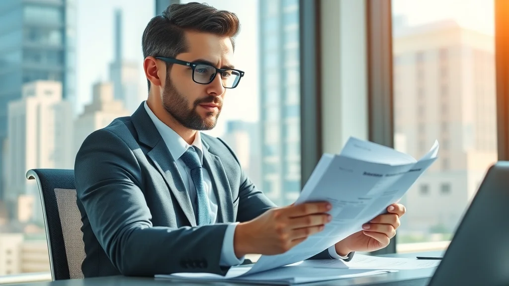 Business professional reviewing asset documentation for property division family law Henderson