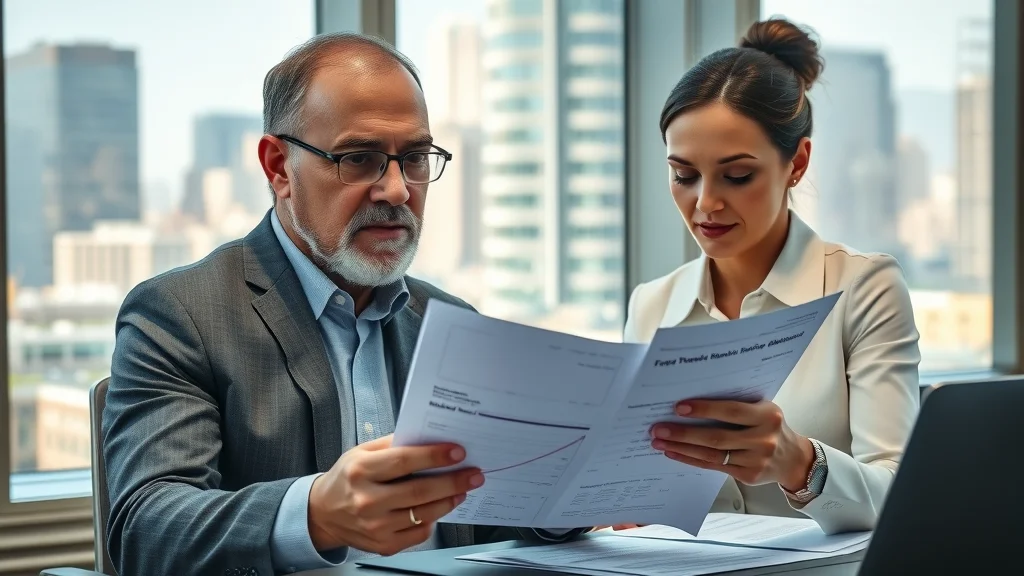 Father and financial advisor discussing child custody asset division, representing the legal rights of fathers in custody