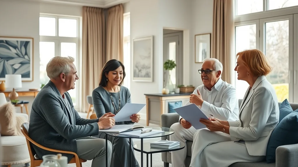 high net worth family custody arrangement discussion in luxury living room, relocation case