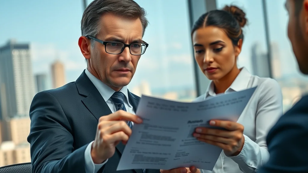 Professional advisor family law attorney Henderson Nevada securing business assets in complex divorce, reviewing business documents in high-rise office