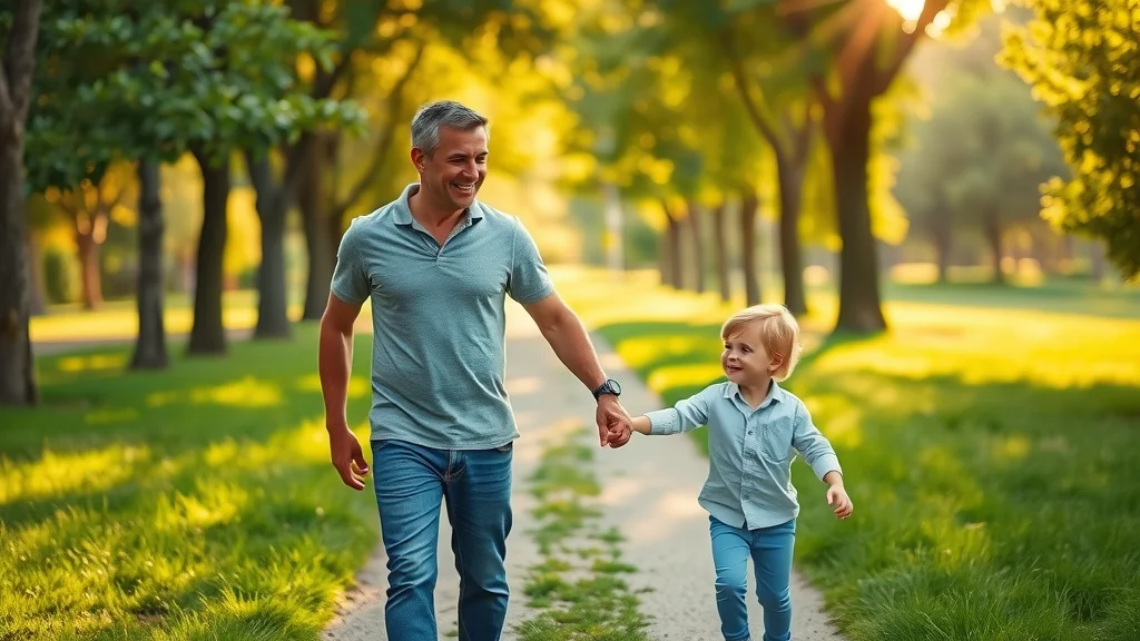 Hopeful father holding child’s hand outdoors, symbolizing the future and legal rights of fathers in custody