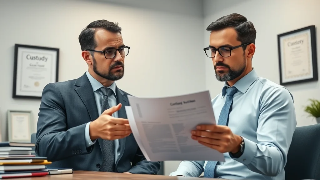 Professional family law attorney advising father on legal rights in child custody case