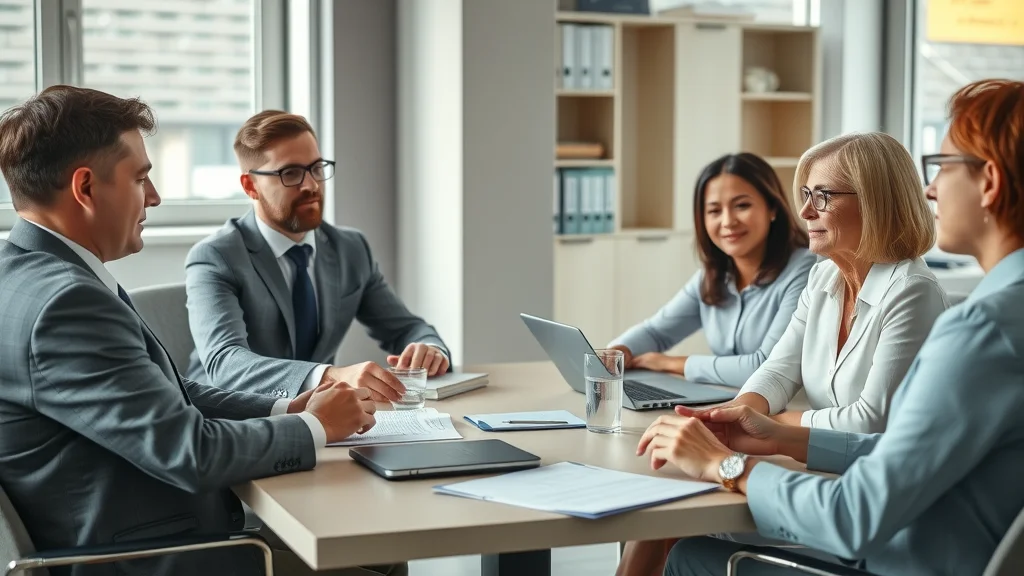 Professional family lawyer consulting with clients in a modern Nevada law office