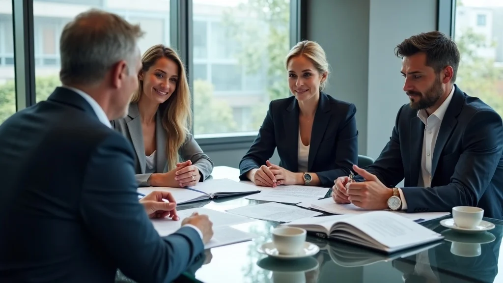 Financial advisor, divorce attorney, and client collaborating on financial planning during divorce