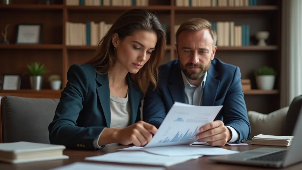 Upscale couple reviewing financial documents high net worth divorce