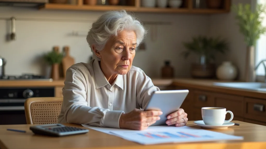 Senior woman managing retirement savings after gray divorce in Las Vegas