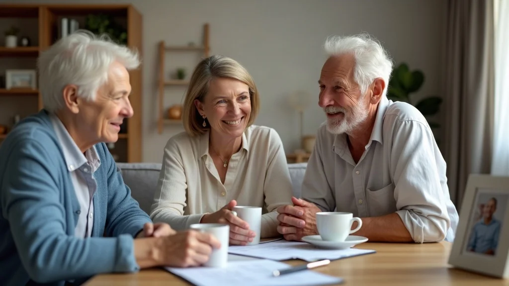 Mature family discussing spousal support and adult children in a gray divorce