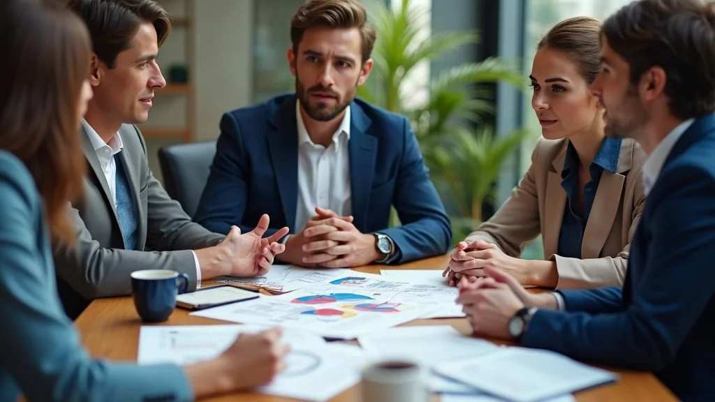 Legal team collaborating over asset division charts in a well-lit meeting room - asset division strategies in high net worth divorce
