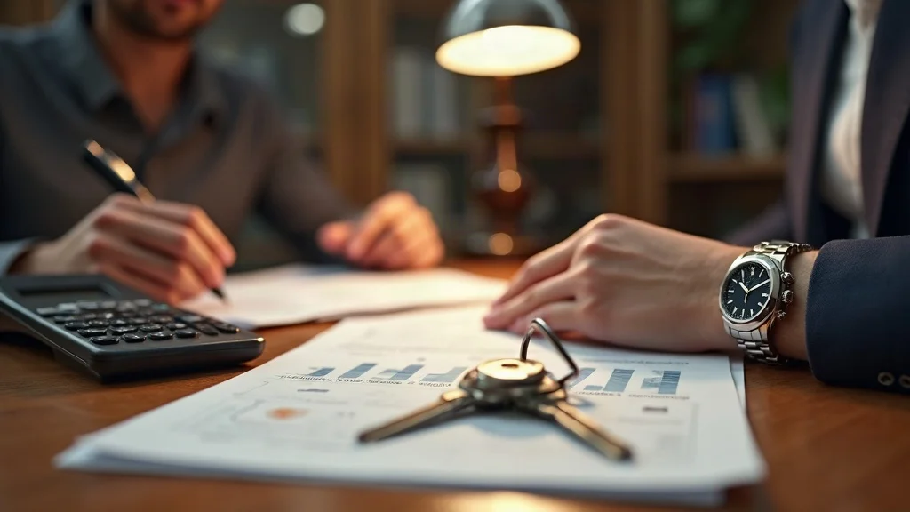 Asset division in gray divorce—house keys, legal documents, and calculator on desk—property division, high net worth, law firm