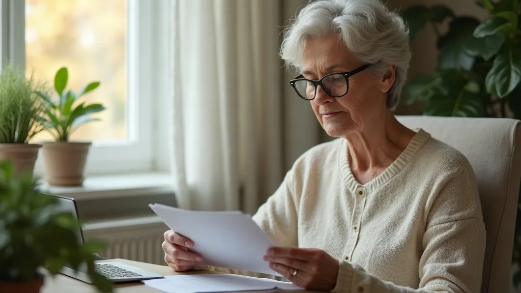 gray divorce and long-term care planning - older woman reading and updating health care directives at home